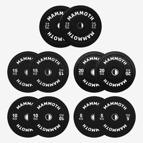 150kg Black Mammoth Olympic Bumper Plate Set- In Stock